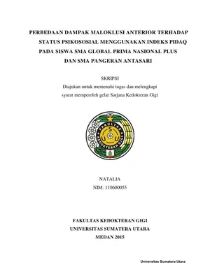 Dampak Maloklusi Anterior Terhadap Status Psikososial Siswa SMA