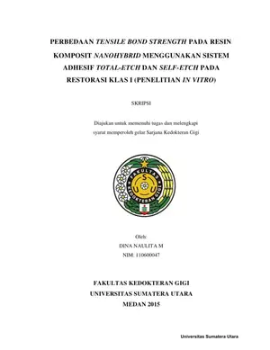 Perbedaan Kekuatan Tarik Perlekatan pada Resin Komposit Nanohybrid dengan Sistem Adhesif Total-Etch dan Self-Etch