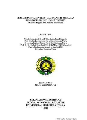Analisis Pergeseran Makna Tekstual dalam Terjemahan 'See You at the Top'