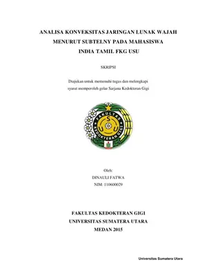 Analisa Konveksitas Jaringan Lunak Wajah pada Mahasiswa India Tamil FKG USU