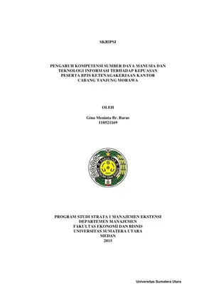 Pengaruh Kompetensi Sumber Daya Manusia dan Teknologi Informasi terhadap Kepuasan Peserta BPJS Ketenagakerjaan