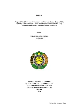 Pengaruh Good Corporate Governance dan Corporate Social Responsibility terhadap Tindakan Pajak Agresif