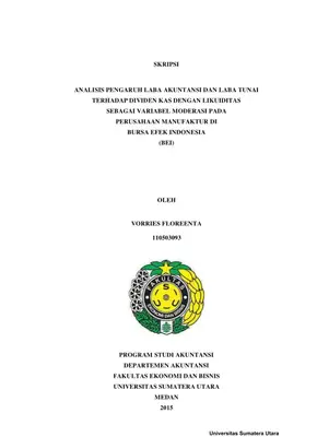 Analisis Pengaruh Laba Akuntansi dan Laba Tunai terhadap Dividen Kas