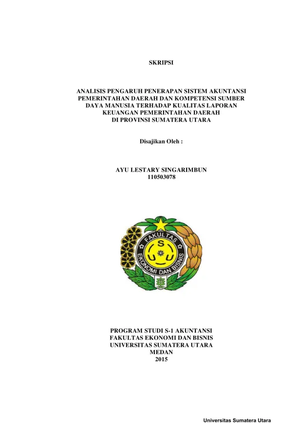 Analisis Pengaruh Sistem Akuntansi dan Kompetensi SDM terhadap Kualitas Laporan Keuangan di Sumatera Utara