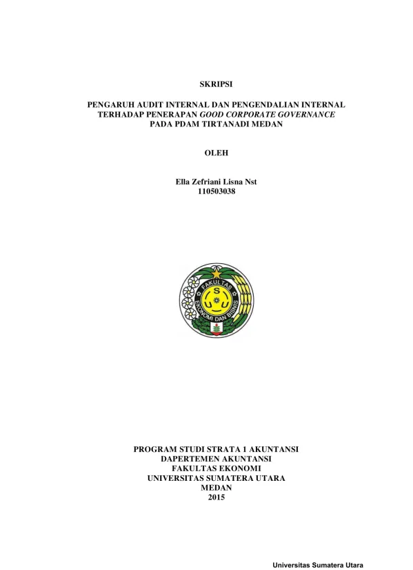 Pengaruh Audit Internal dan Pengendalian Internal terhadap Penerapan Good Corporate Governance pada PDAM Tirtanadi Medan