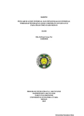 Pengaruh Audit Internal dan Pengendalian Internal terhadap Penerapan Good Corporate Governance pada PDAM Tirtanadi Medan