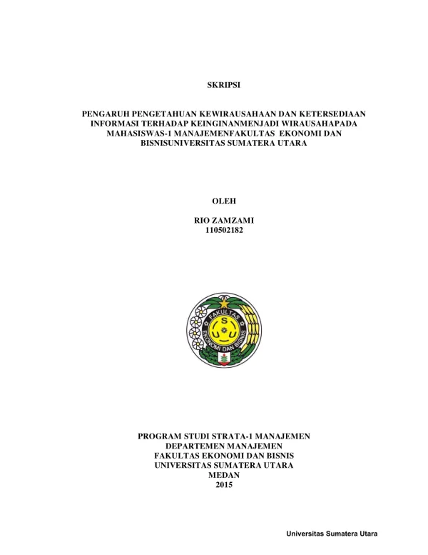 Pengaruh Pengetahuan Kewirausahaan dan Ketersediaan Informasi terhadap Keinginan Menjadi Wirausaha