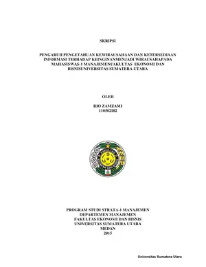 Pengaruh Pengetahuan Kewirausahaan dan Ketersediaan Informasi terhadap Keinginan Menjadi Wirausaha