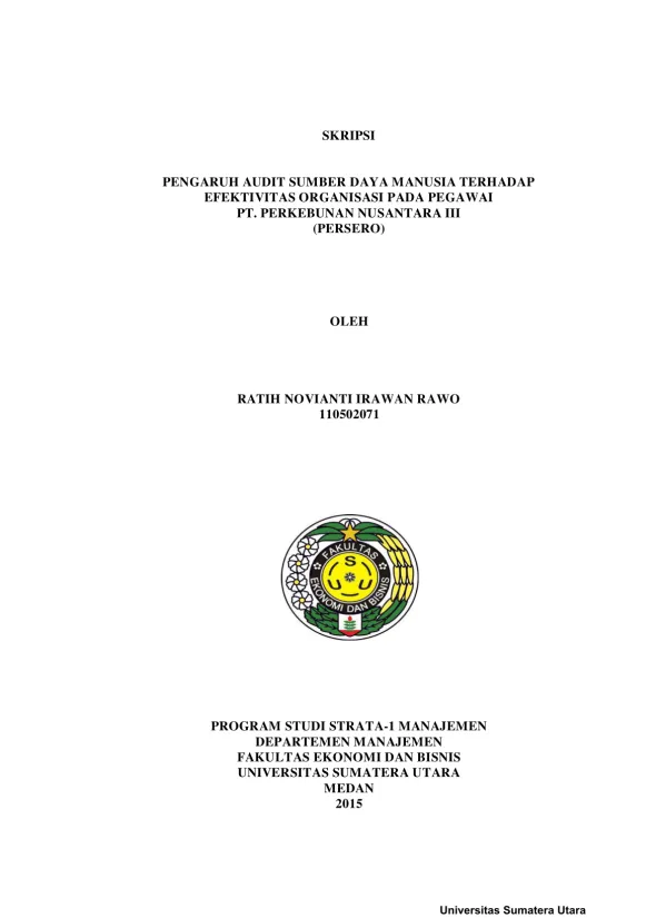 Pengaruh Audit Sumber Daya Manusia Terhadap Efektivitas Organisasi