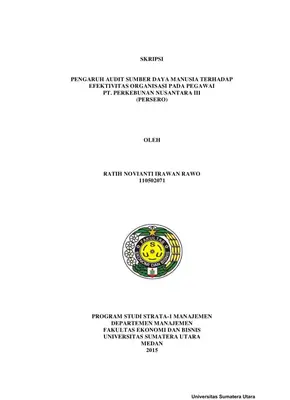 Pengaruh Audit Sumber Daya Manusia Terhadap Efektivitas Organisasi