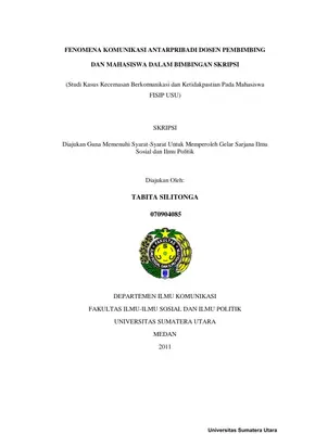 Fenomena Kecemasan dan Ketidakpastian dalam Komunikasi Dosen dan Mahasiswa pada Bimbingan Skripsi