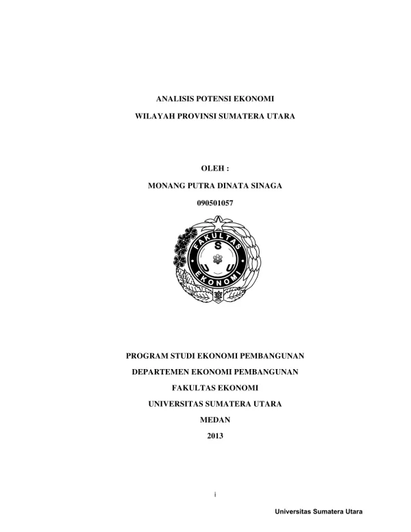 Analisis Potensi Ekonomi Provinsi Sumatera Utara
