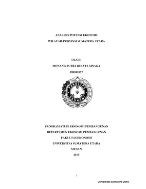 Analisis Potensi Ekonomi Provinsi Sumatera Utara