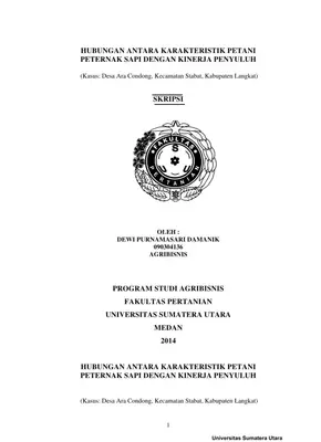 Hubungan Karakteristik Petani Peternak Sapi dengan Kinerja Penyuluh di Desa Ara Condong