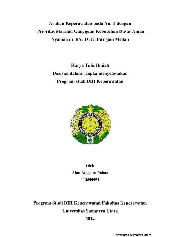 Asuhan Keperawatan pada Pasien dengan Masalah Kebutuhan Dasar Aman Nyaman