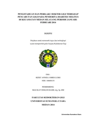 Pengetahuan dan Perilaku Dokter Gigi Terhadap Pencabutan Gigi pada Penderita Diabetes Mellitus