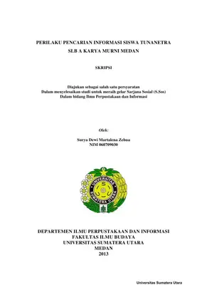 Perilaku Pencarian Informasi Siswa Tunanetra di SLB A Karya Murni Medan