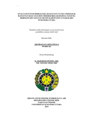 Evaluasi Fungsi Hidraulika Irigasi di Desa Tanjung Beringin
