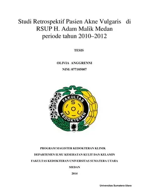 Studi Retrospektif Pasien Akne Vulgaris di RSUP H. Adam Malik Medan