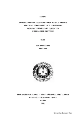 Analisis Kinerja Keuangan Perusahaan Industri Tekstil di Bursa Efek Indonesia