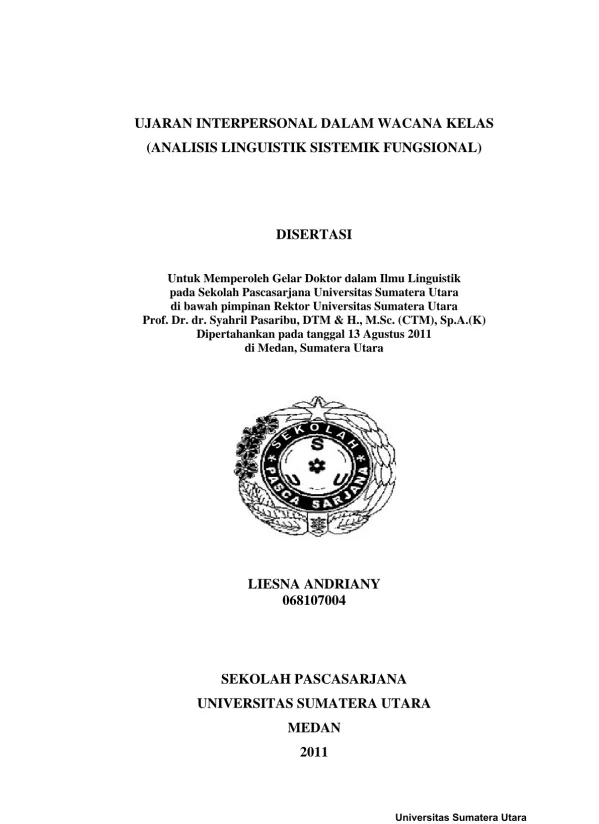 Analisis Ujaran Interpersonal dalam Wacana Kelas