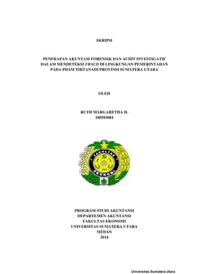 Penerapan Akuntansi Forensik dan Audit Investigatif dalam Mendeteksi Fraud di PDAM Tirtanadi Sumatera Utara