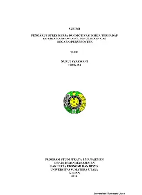 Pengaruh Stres Kerja dan Motivasi Kerja terhadap Kinerja Karyawan di PT. Perusahaan Gas Negara (Persero) Tbk