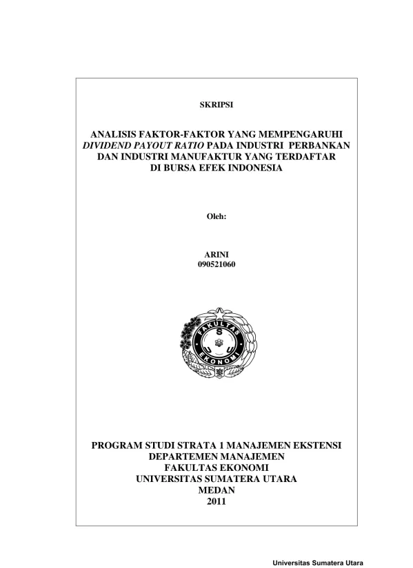 Analisis Faktor-Faktor yang Mempengaruhi Rasio Pembagian Dividen pada Industri Perbankan dan Manufaktur