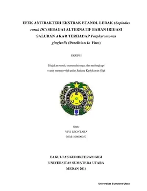 Efek Antibakteri Ekstrak Etanol Lerak terhadap Porphyromonas gingivalis
