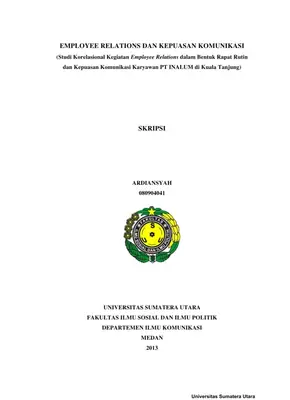 Hubungan Kegiatan Employee Relations dan Kepuasan Komunikasi Karyawan di PT INALUM