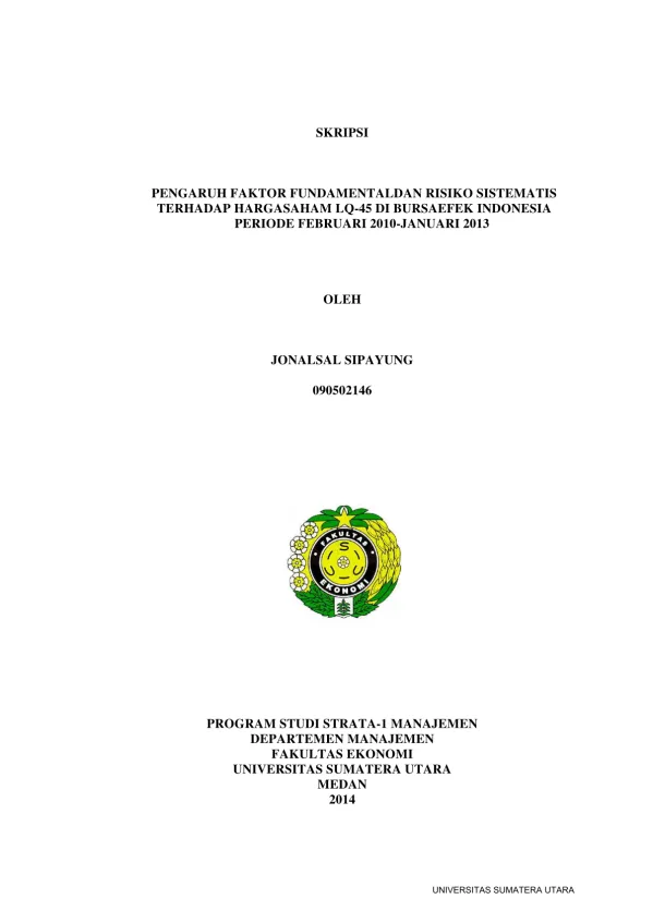 Pengaruh Faktor Fundamental dan Risiko Sistematis terhadap Harga Saham LQ-45