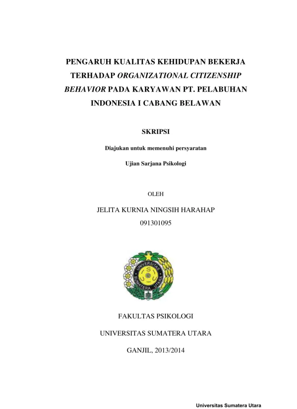 Pengaruh Kualitas Kehidupan Bekerja Terhadap Perilaku Kewarganegaraan Organisasi pada Karyawan