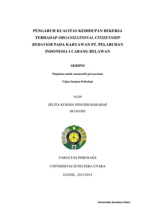 Pengaruh Kualitas Kehidupan Bekerja Terhadap Perilaku Kewarganegaraan Organisasi pada Karyawan