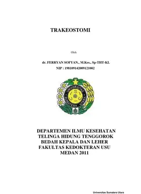 Prosedur Trakeostomi dan Penanganan Kegawatdaruratan Jalan Nafas