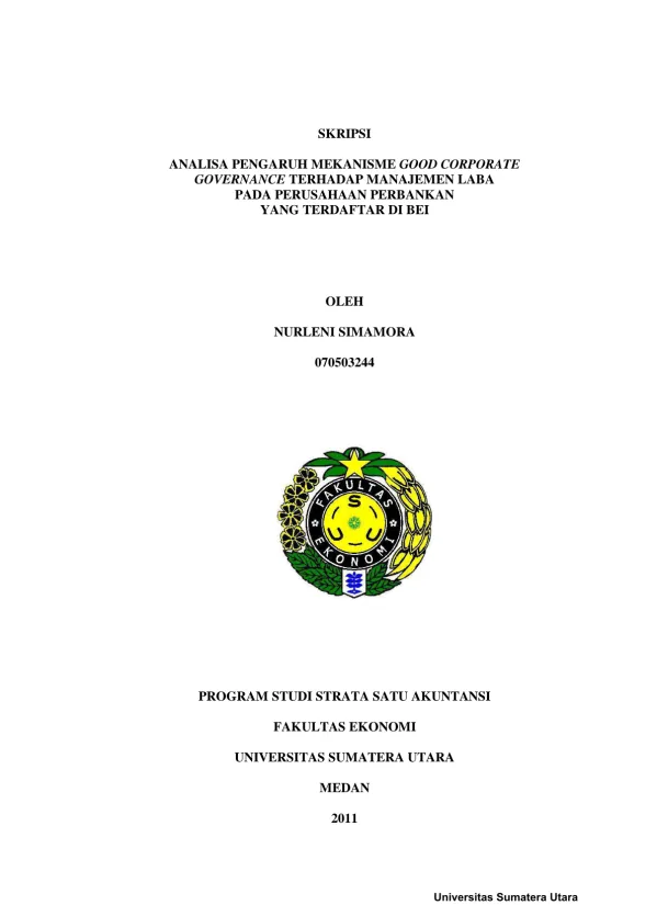 Analisis Pengaruh Mekanisme Good Corporate Governance terhadap Manajemen Laba pada Perusahaan Perbankan